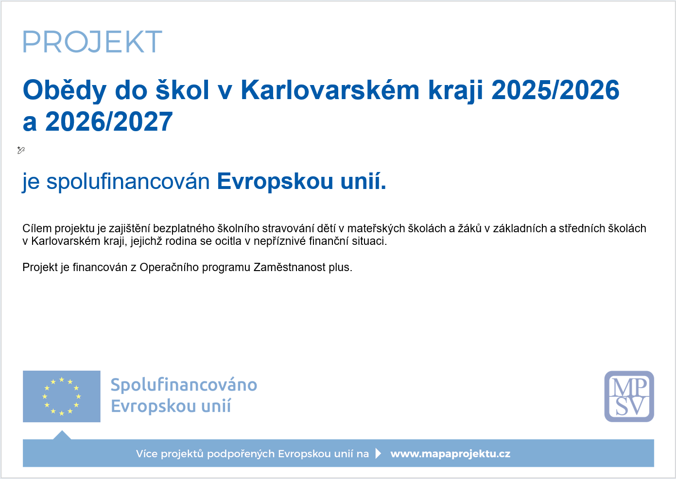 Obědy do škol v Karlovarském kraji 2025/2026