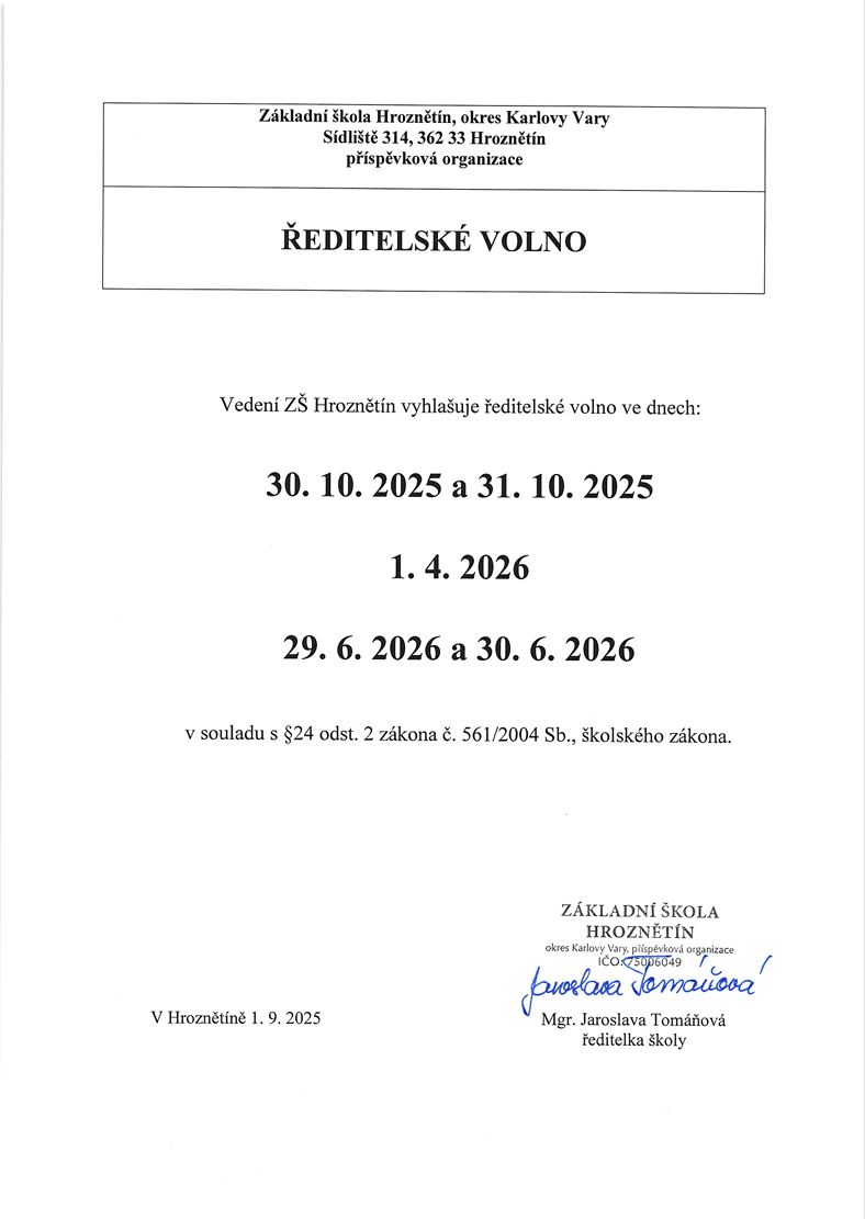 Ředitelské volno