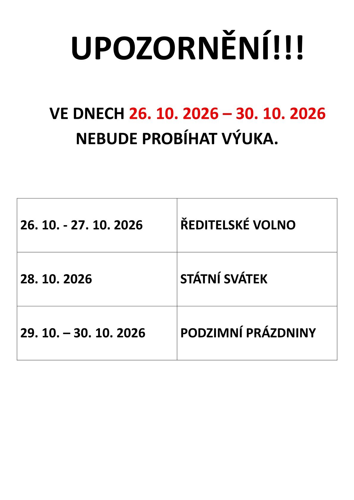 ředitelské volno